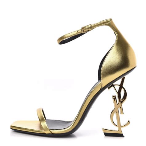 sandalo ysl oro|SAINT LAURENT Metallic Lambskin Opyum 110 Sandals 39 Oro .